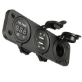 Triple Function Dual USB Charger + Blue LED Voltmeter + 12V Outlet Socket Panel